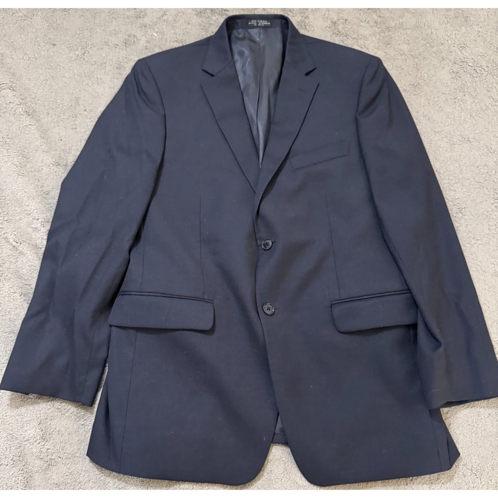 Jones New York Blazer Mens 42R Blue Woven Suit Jacket Wool Blend JNY City